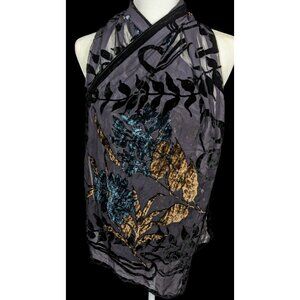 Vintage Italian Multi-Tone Velvet Burnout Scarf